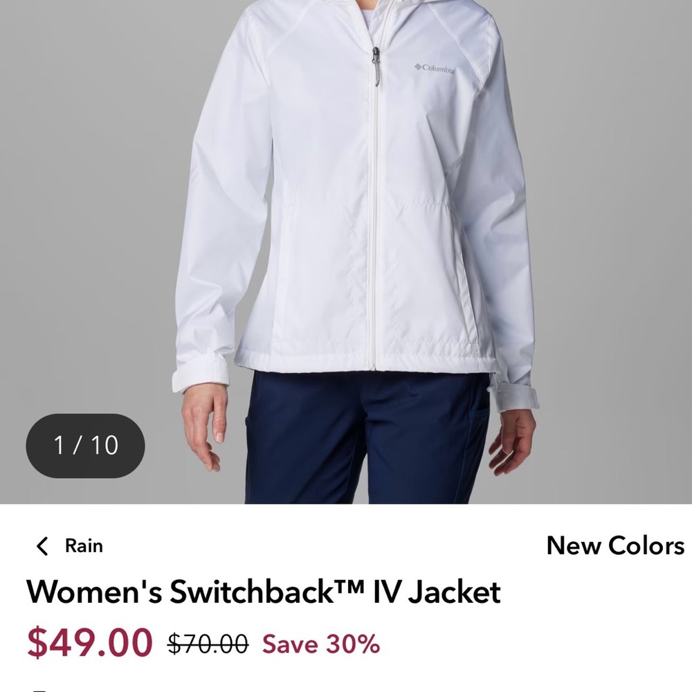 Columbia White Hooded Windbreaker Jacket - Picture 4 of 4
